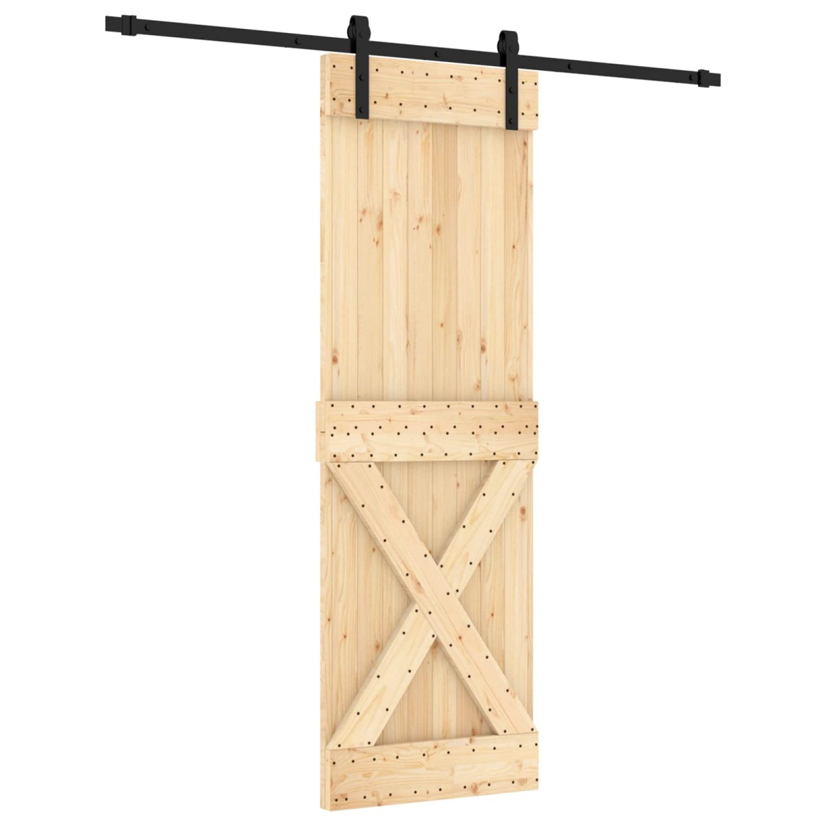 vidaXL Συρόμενη Πόρτα Φυσικό και Μαύρο 70 x 210 cm