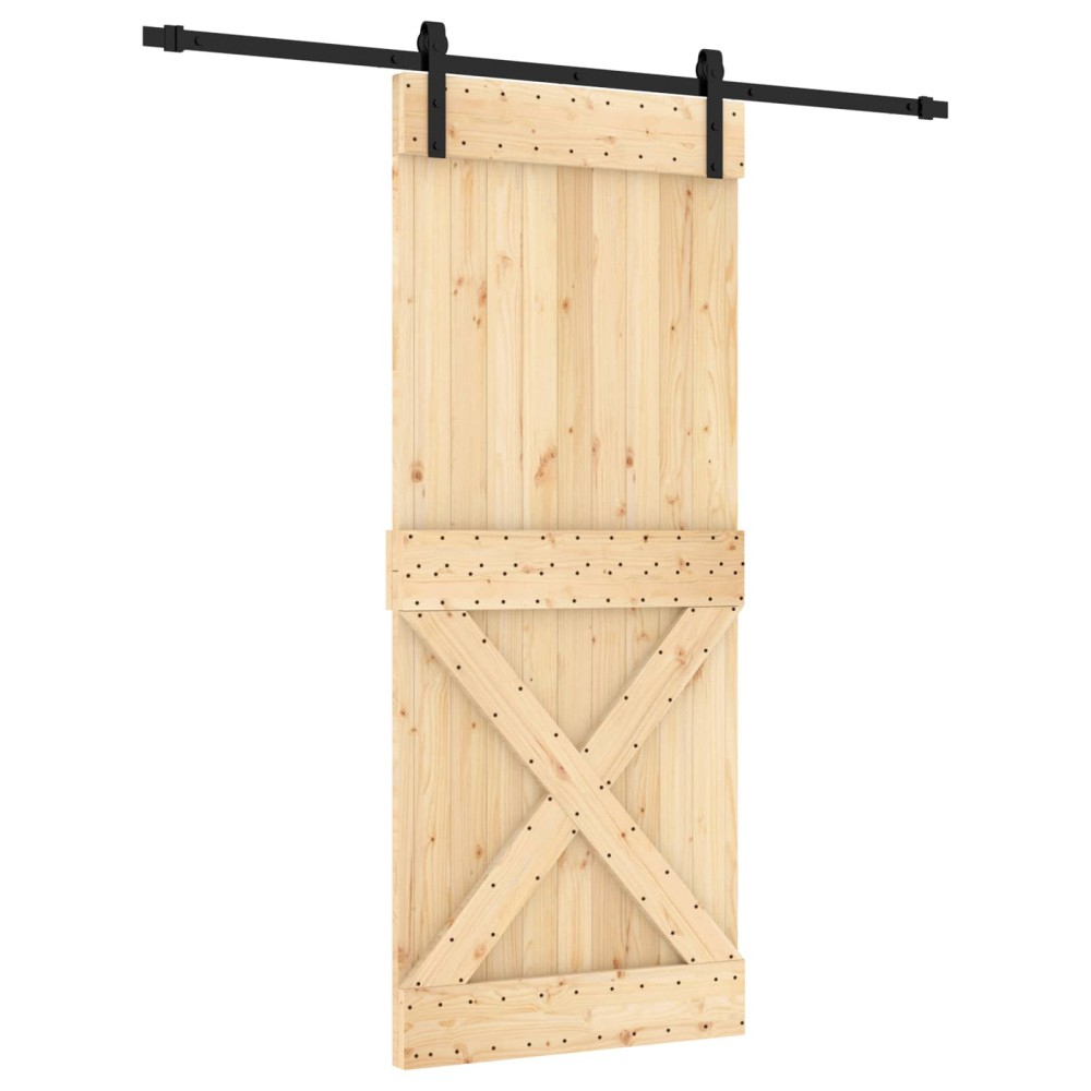 vidaXL Συρόμενη Πόρτα Φυσικό και Μαύρο 85 x 210 cm
