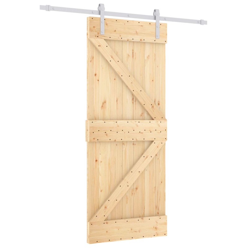 vidaXL Συρόμενη Πόρτα Φυσικό και Λευκό 85 x 210 cm
