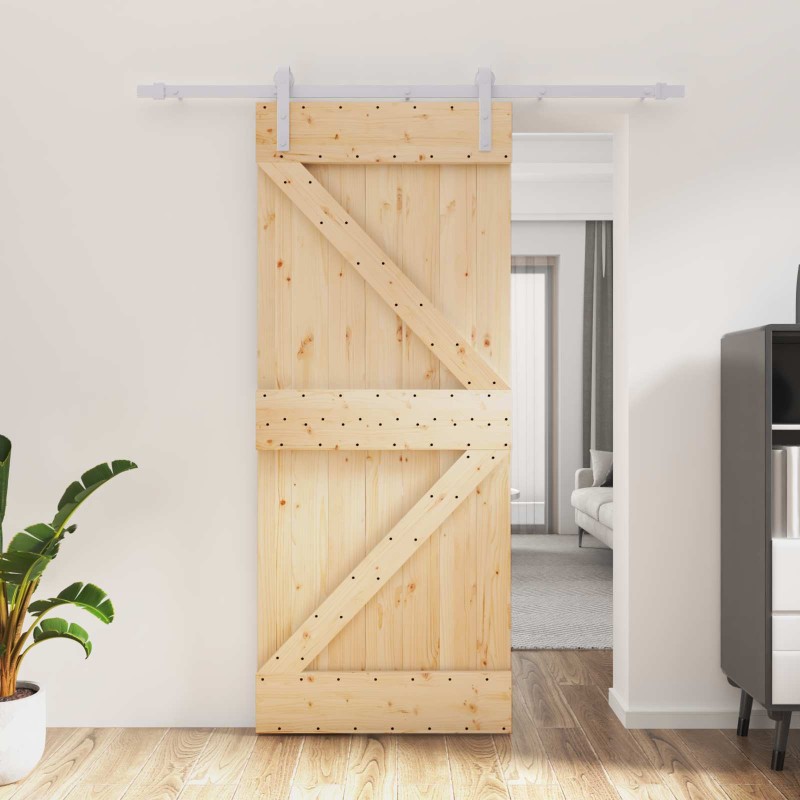 vidaXL Συρόμενη Πόρτα Φυσικό και Λευκό 85 x 210 cm