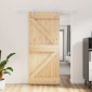 vidaXL Συρόμενη Πόρτα Φυσικό και Λευκό 90 x 210 cm Μασίφ Ξύλο Πεύκου