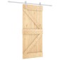 vidaXL Συρόμενη Πόρτα Φυσικό και Λευκό 90 x 210 cm Μασίφ Ξύλο Πεύκου