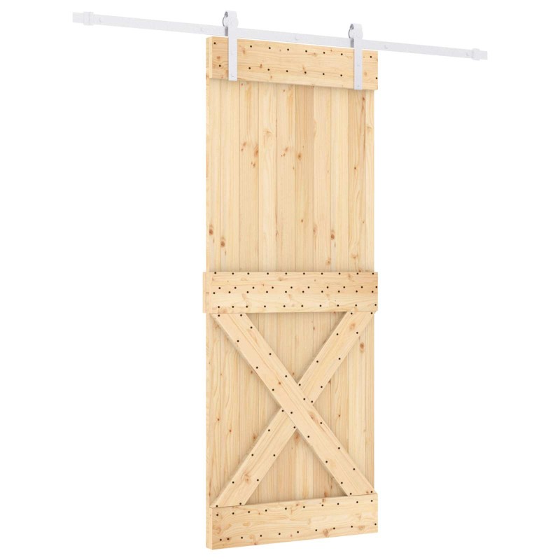 vidaXL Συρόμενη Πόρτα Φυσικό και Λευκό 80 x 210 cm