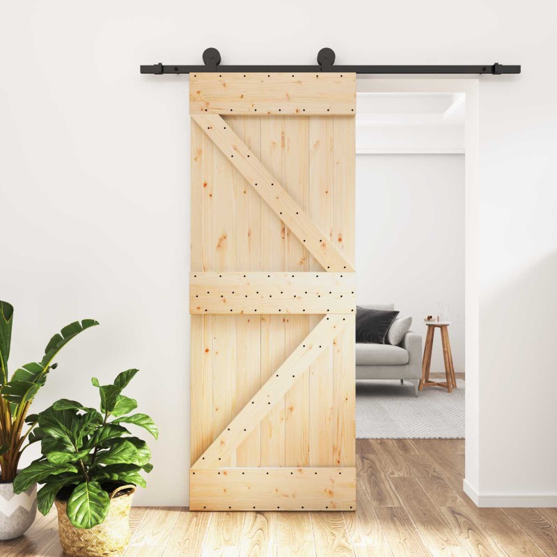 vidaXL Συρόμενη Πόρτα Φυσικό και Μαύρο 70 x 210 cm