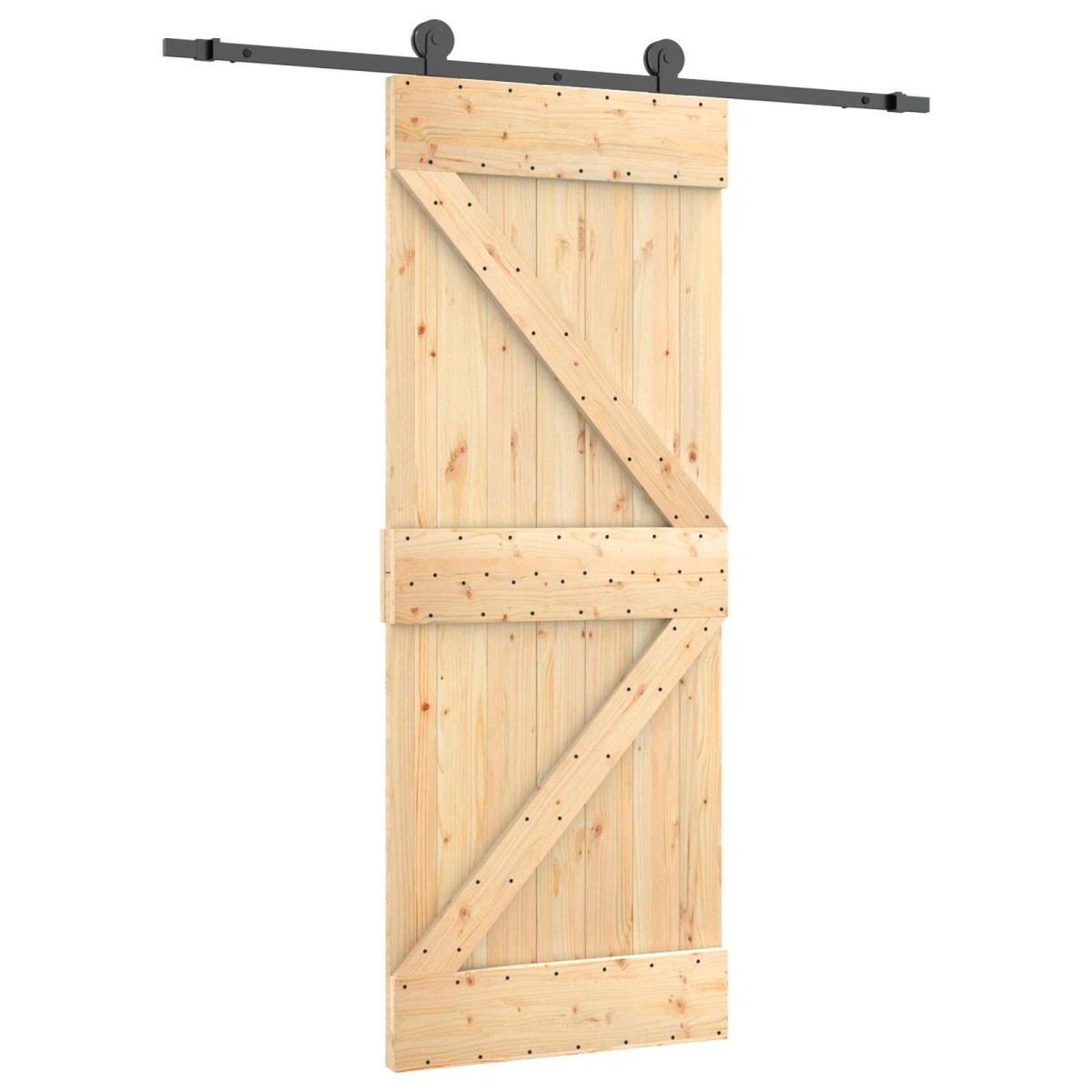 vidaXL Συρόμενη Πόρτα Φυσικό και Μαύρο 85 x 210 cm