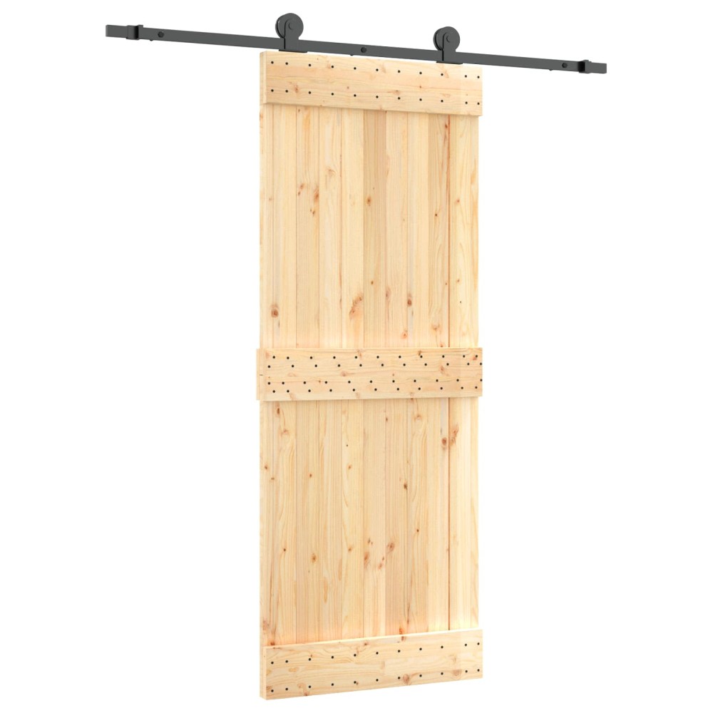 vidaXL Συρόμενη Πόρτα Φυσικό και Μαύρο 80 x 210 cm