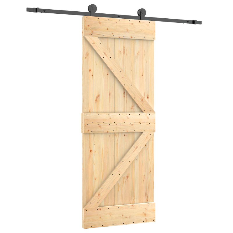 vidaXL Συρόμενη Πόρτα Φυσικό και Μαύρο 70 x 210 cm