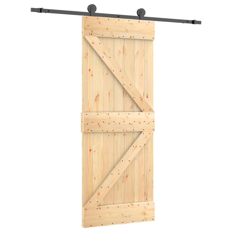 vidaXL Συρόμενη Πόρτα Φυσικό και Μαύρο 85 x 210 cm