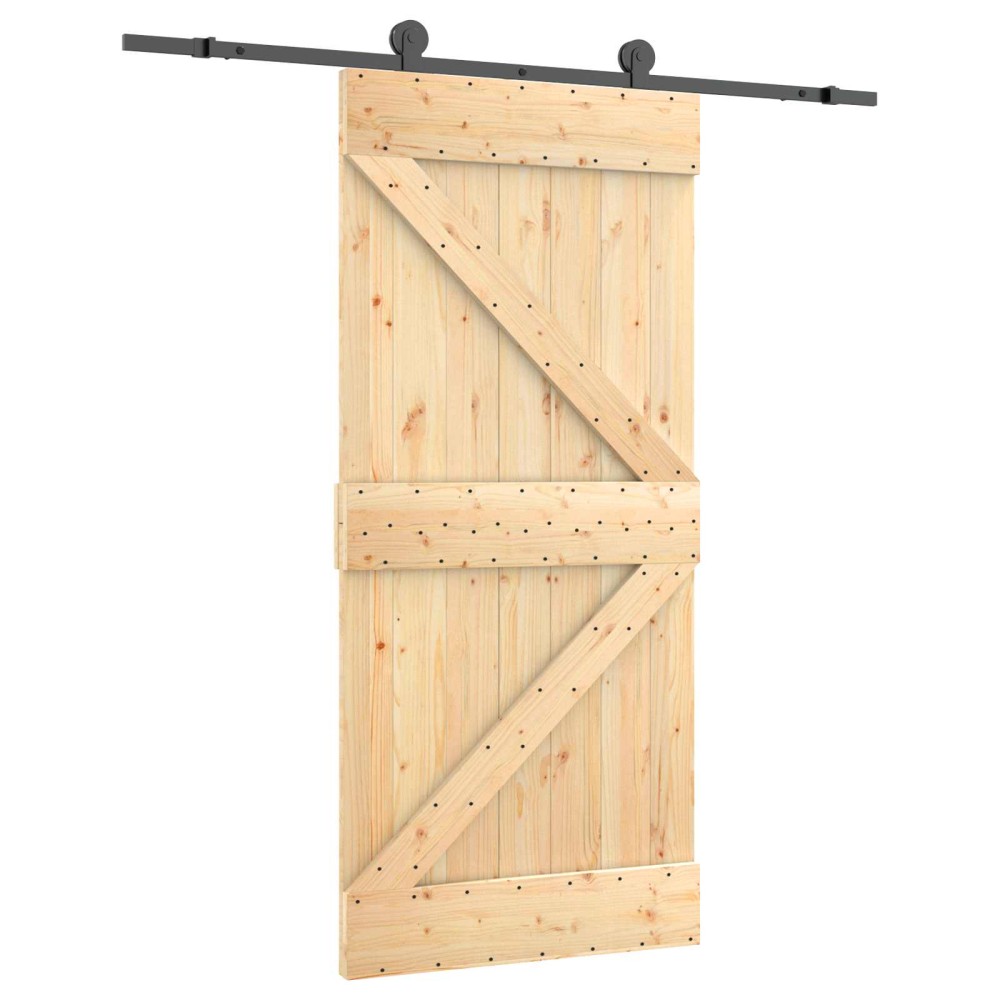 vidaXL Συρόμενη Πόρτα Φυσικό και Μαύρο 95 x 210 cm