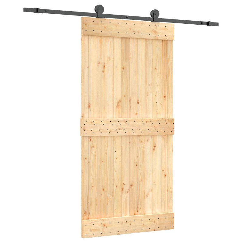 vidaXL Συρόμενη Πόρτα Φυσικό και Μαύρο 100 x 210 cm
