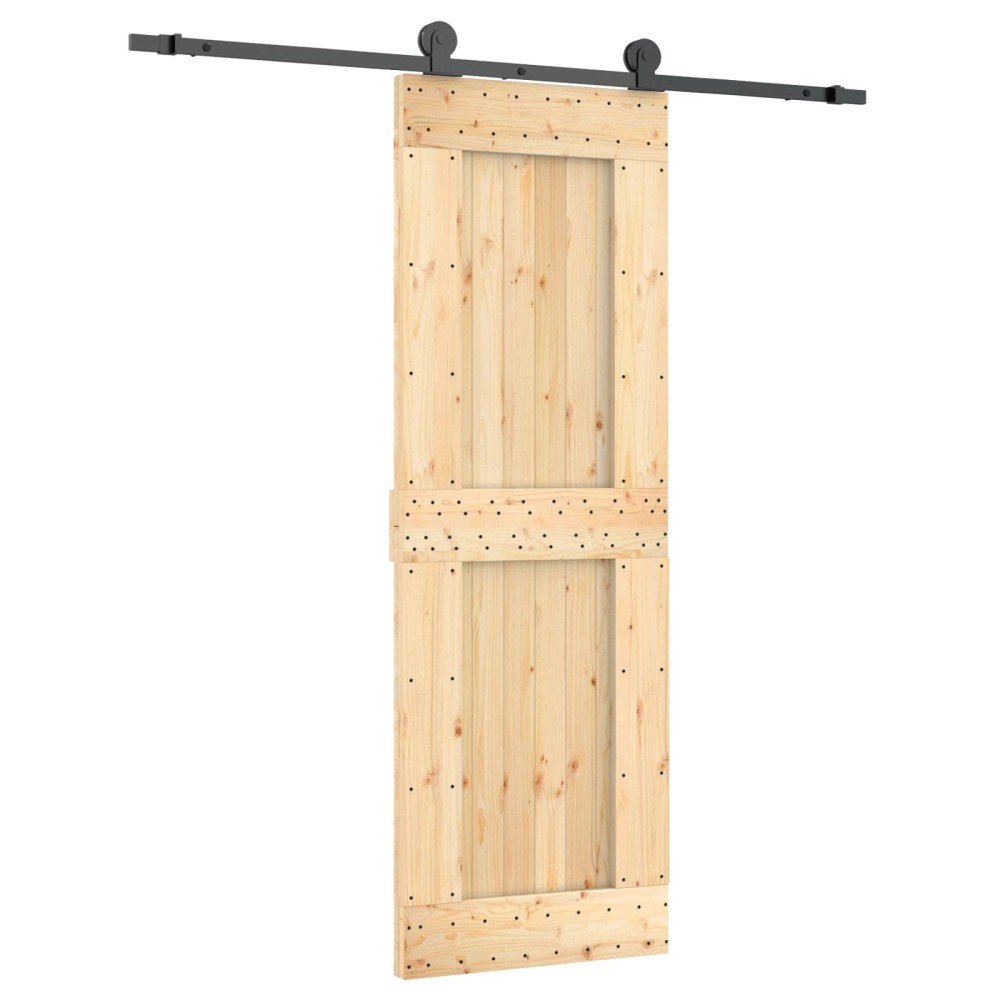vidaXL Συρόμενη Πόρτα Φυσικό και Μαύρο 70 x 210 cm