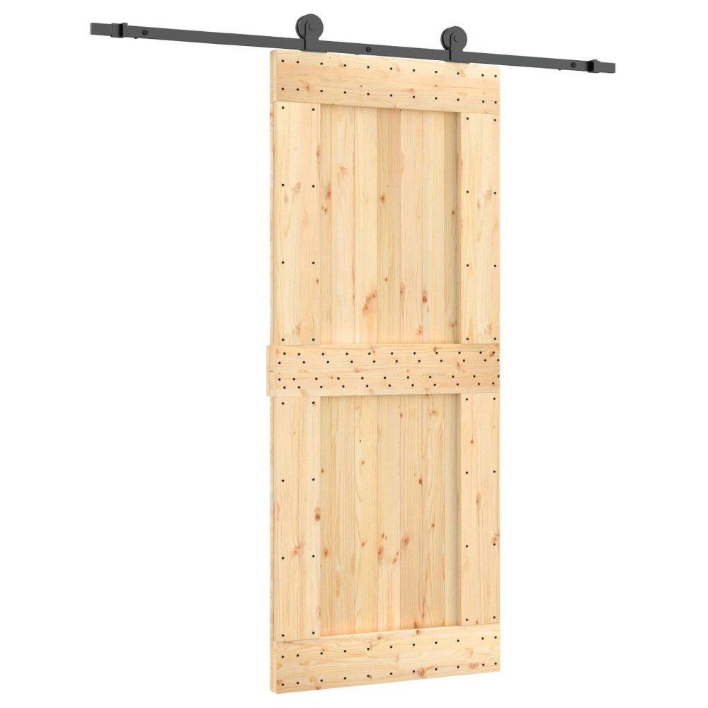 vidaXL Συρόμενη Πόρτα Φυσικό και Μαύρο 85 x 210 cm