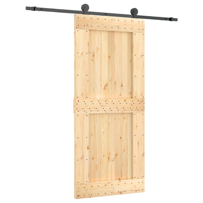 vidaXL Συρόμενη Πόρτα Φυσικό και Μαύρο 90 x 210 cm