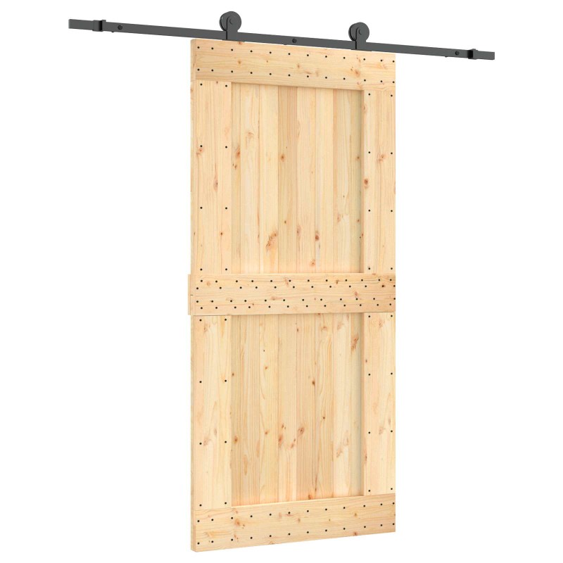 vidaXL Συρόμενη Πόρτα Φυσικό και Μαύρο 95 x 210 cm