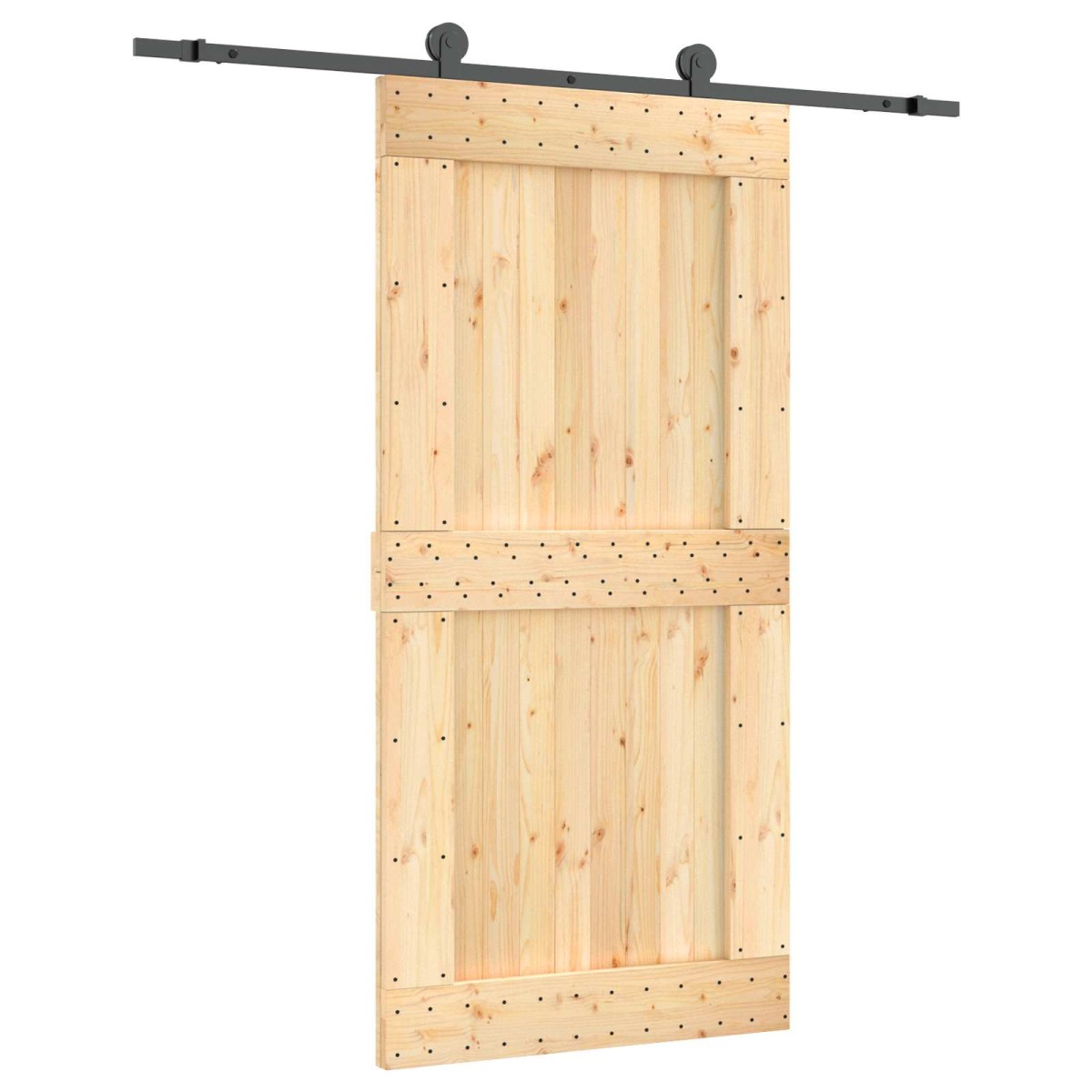 vidaXL Συρόμενη Πόρτα Φυσικό και Μαύρο 100 x 210 cm