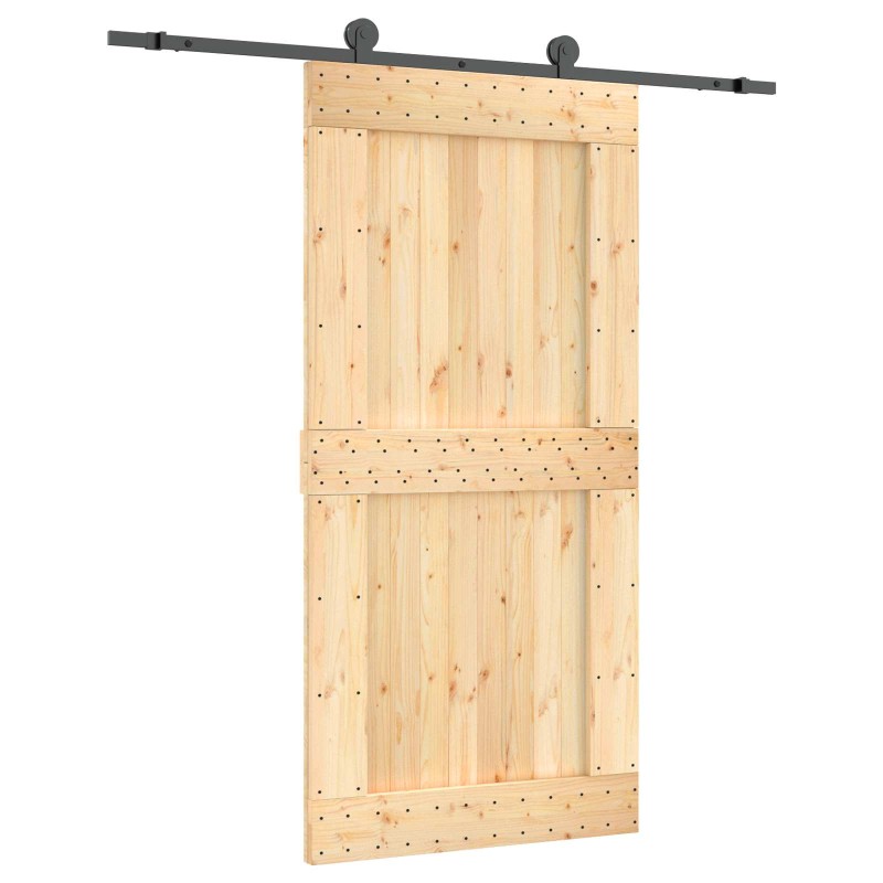 vidaXL Συρόμενη Πόρτα Φυσικό και Μαύρο 100 x 210 cm