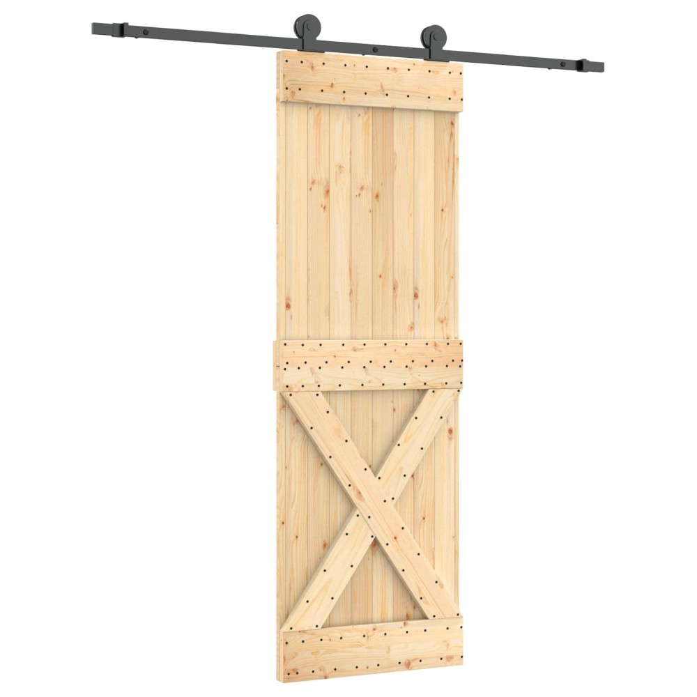 vidaXL Συρόμενη Πόρτα Φυσικό και Μαύρο 70 x 210 cm