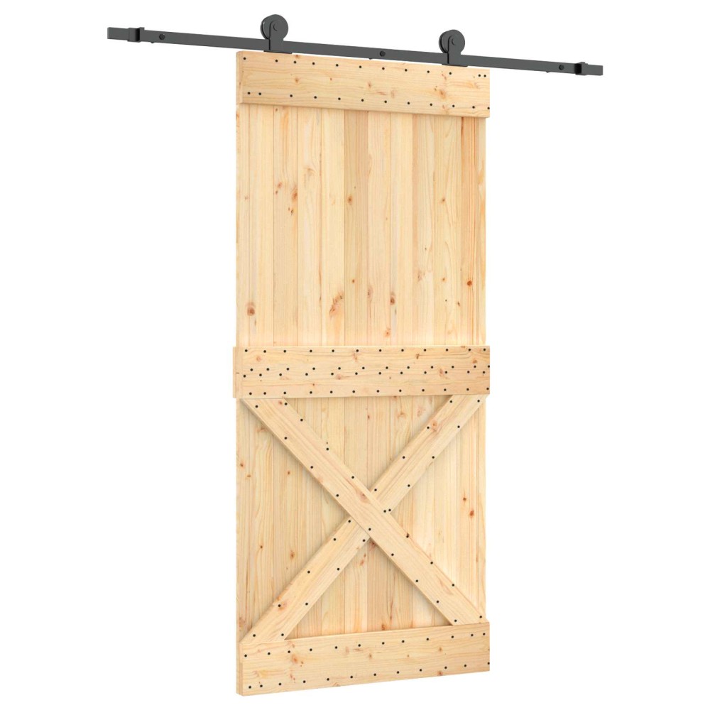 vidaXL Συρόμενη Πόρτα Φυσικό και Μαύρο 95 x 210 cm