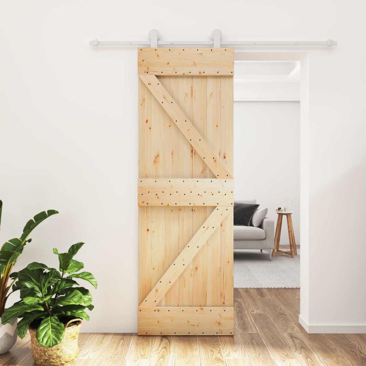 vidaXL Συρόμενη Πόρτα Φυσικό και Λευκό 70 x 210 cm