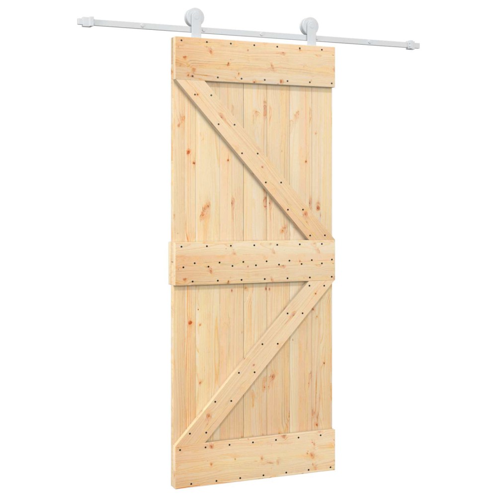 vidaXL Συρόμενη Πόρτα Φυσικό και Λευκό 85 x 210 cm
