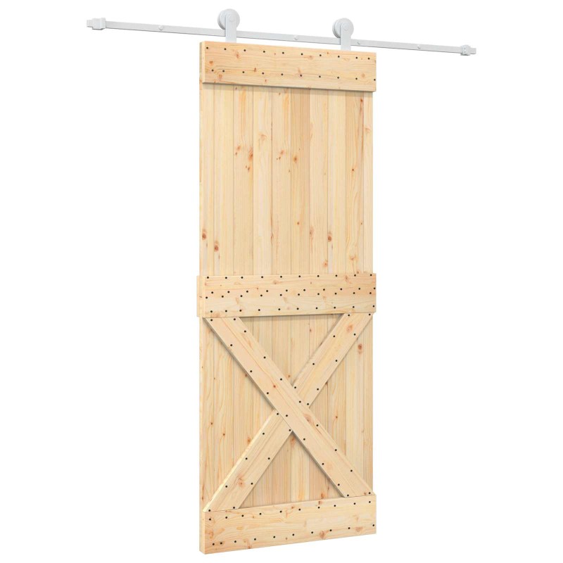 vidaXL Συρόμενη Πόρτα Φυσικό και Λευκό 80 x 210 cm