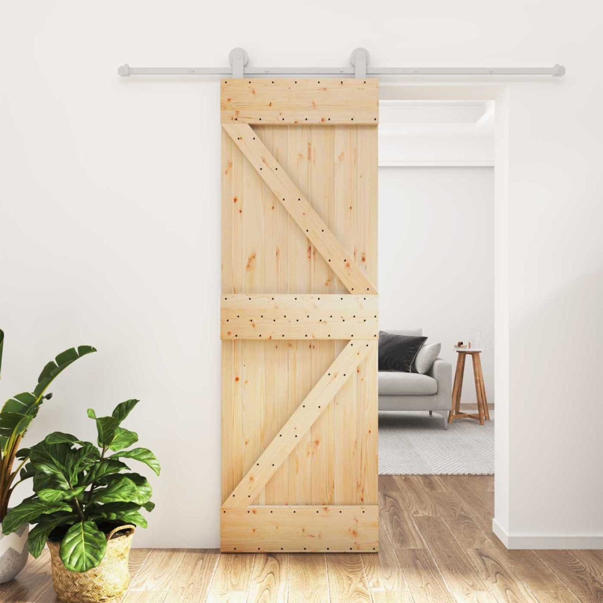 vidaXL Συρόμενη Πόρτα Φυσικό και Λευκό 70 x 210 cm