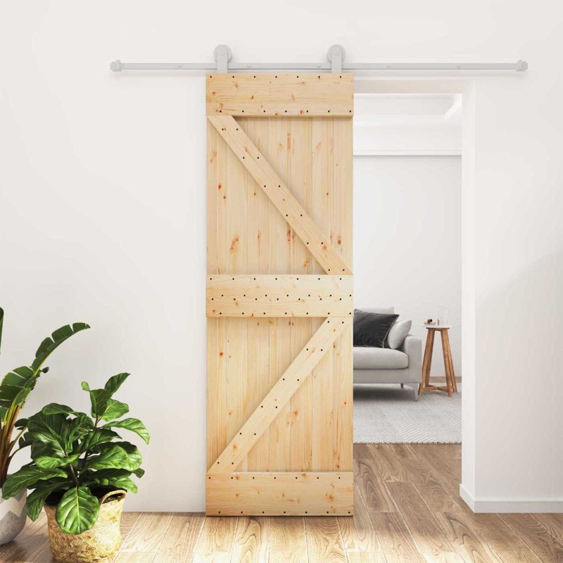 vidaXL Συρόμενη Πόρτα Φυσικό και Λευκό 70 x 210 cm