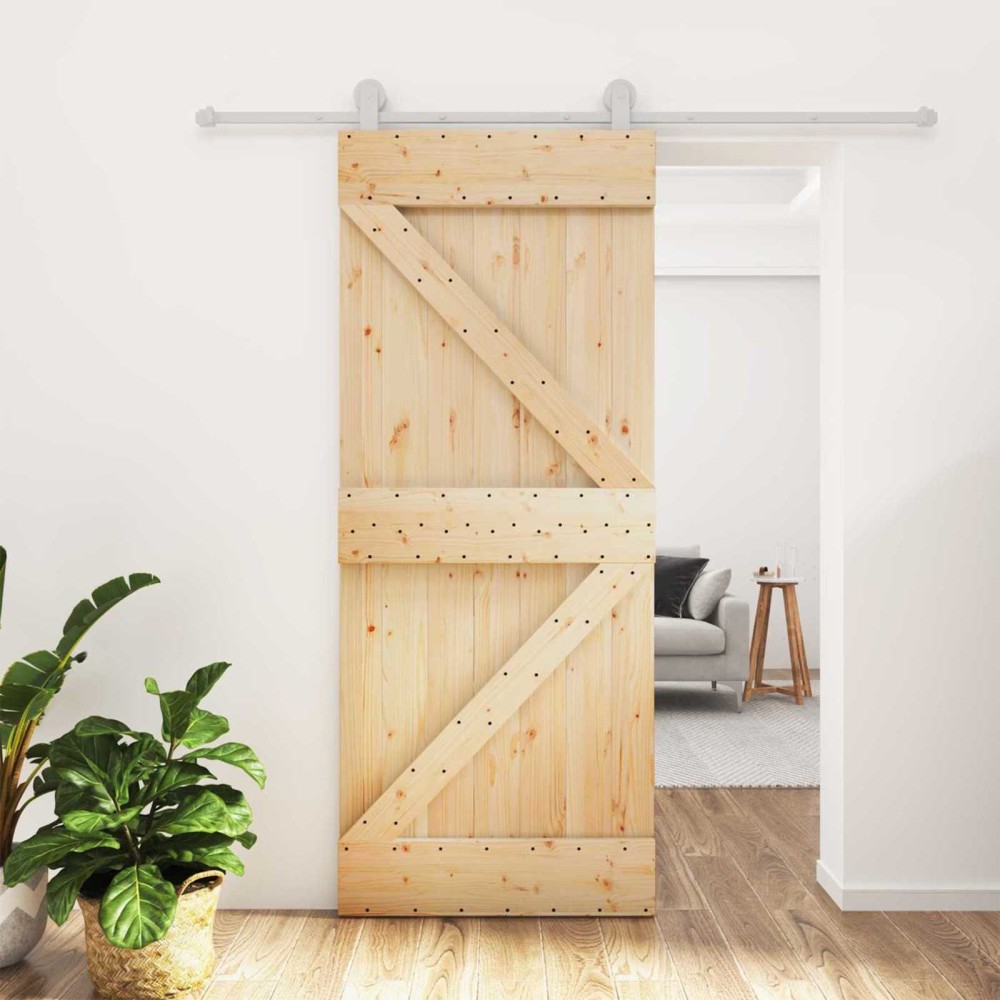vidaXL Συρόμενη Πόρτα Φυσικό και Λευκό 85 x 210 cm