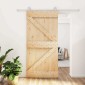 vidaXL Συρόμενη Πόρτα Φυσικό και Λευκό 100 x 210 cm Μασίφ Ξύλο Πεύκου