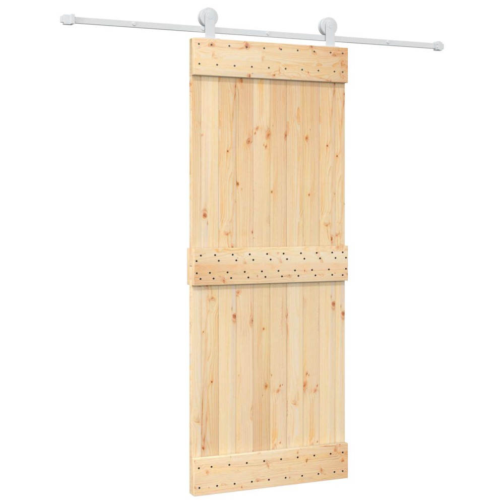 vidaXL Συρόμενη Πόρτα Φυσικό και Λευκό 80 x 210 cm