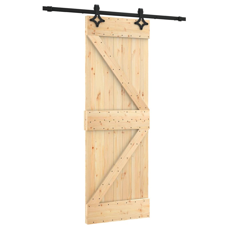 vidaXL Συρόμενη Πόρτα Φυσικό και Μαύρο 70 x 210 cm