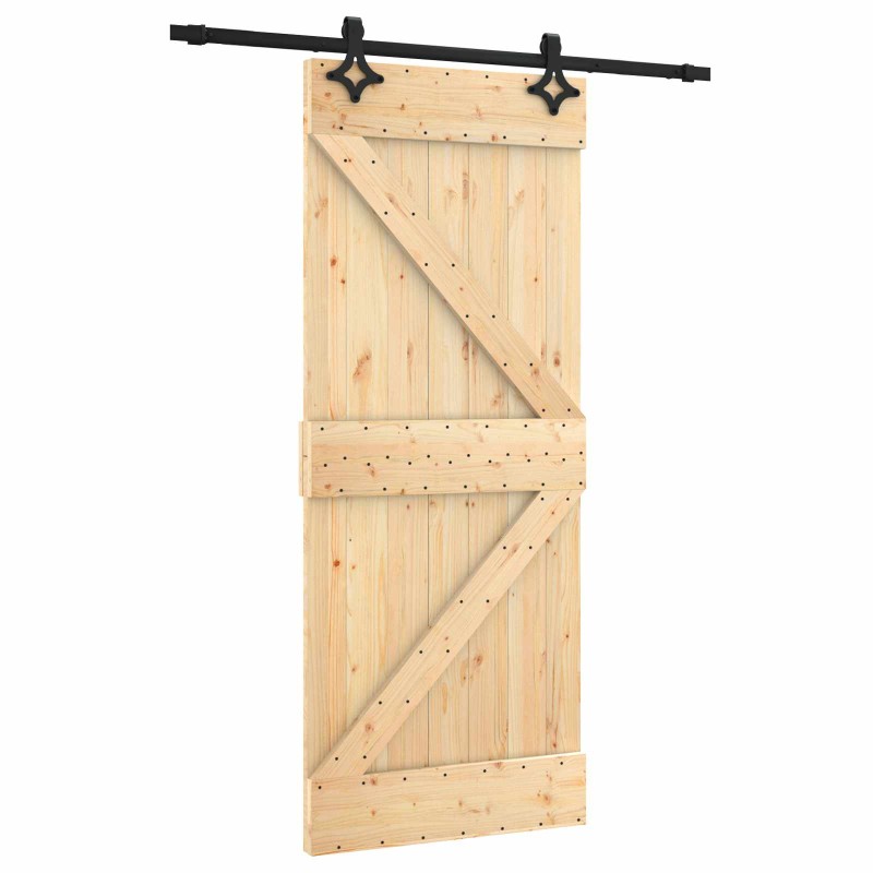 vidaXL Συρόμενη Πόρτα Φυσικό και Μαύρο 85 x 210 cm