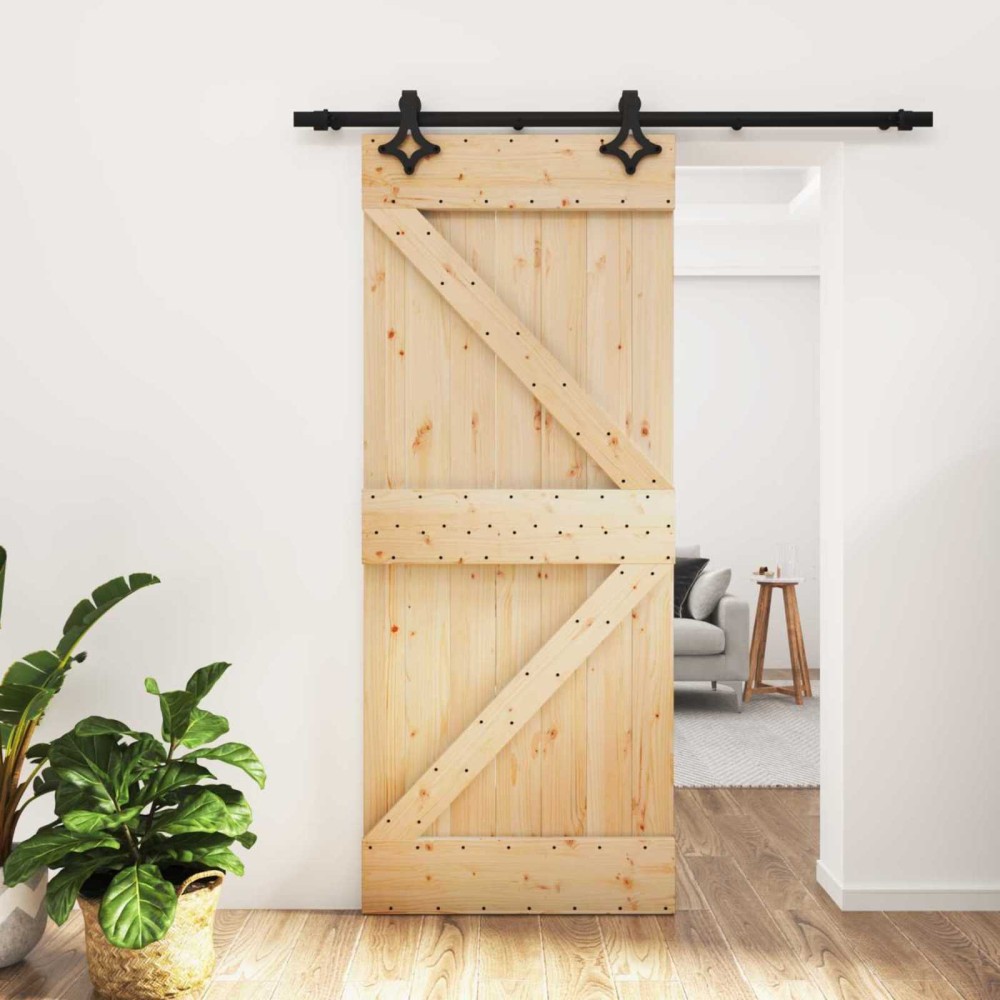 vidaXL Συρόμενη Πόρτα Φυσικό και Μαύρο 85 x 210 cm