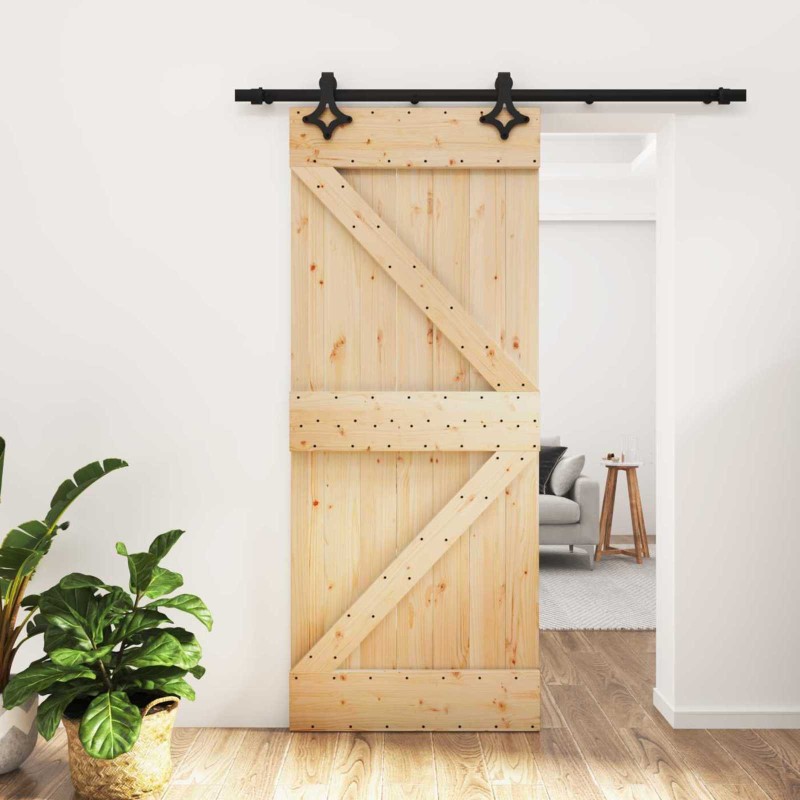 vidaXL Συρόμενη Πόρτα Φυσικό και Μαύρο 85 x 210 cm