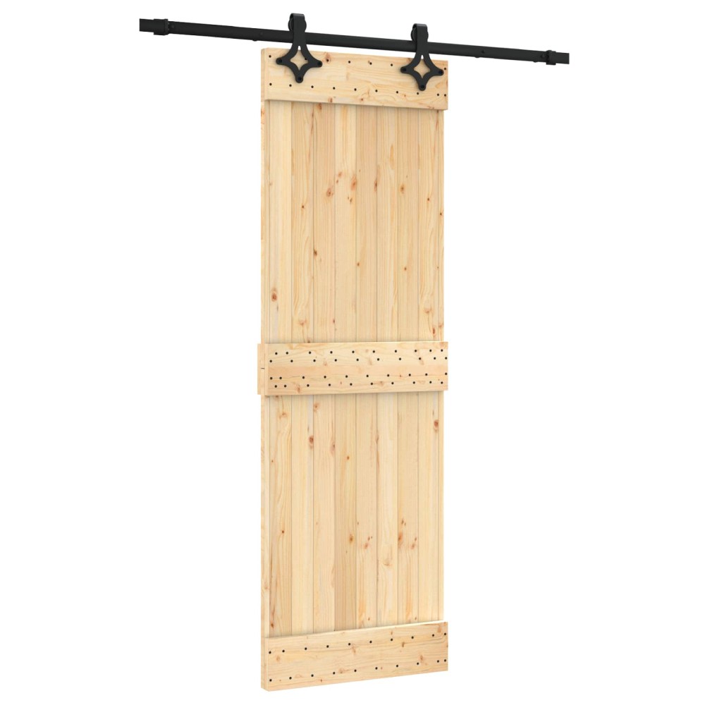 vidaXL Συρόμενη Πόρτα Φυσικό και Μαύρο 70 x 210 cm