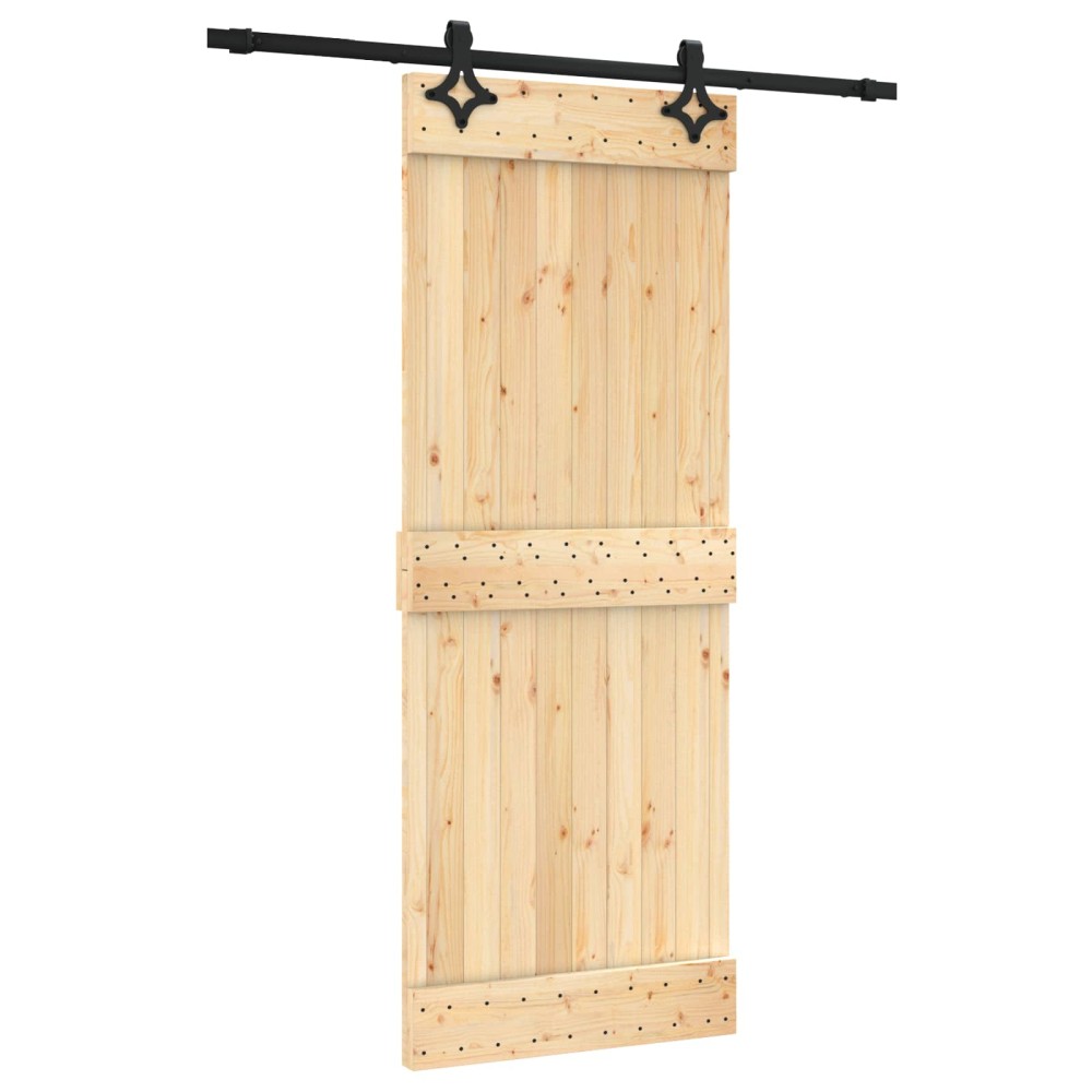 vidaXL Συρόμενη Πόρτα Φυσικό και Μαύρο 80 x 210 cm