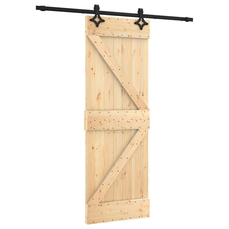 vidaXL Συρόμενη Πόρτα Φυσικό και Μαύρο 70 x 210 cm