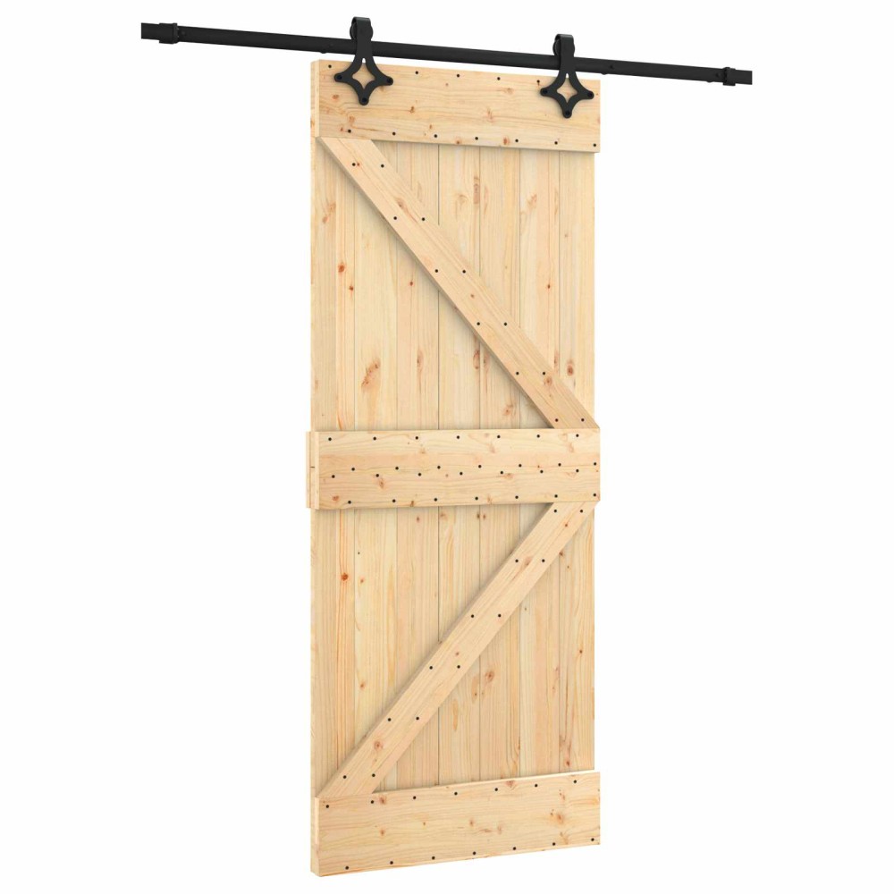 vidaXL Συρόμενη Πόρτα Φυσικό και Μαύρο 85 x 210 cm