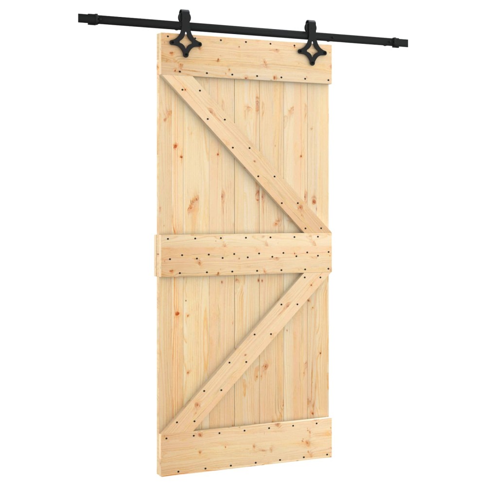 vidaXL Συρόμενη Πόρτα Φυσικό και Μαύρο 95 x 210 cm