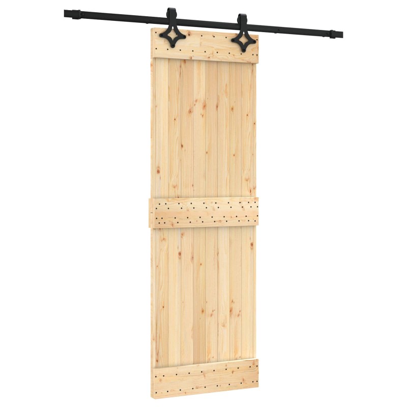 vidaXL Συρόμενη Πόρτα Φυσικό και Μαύρο 70 x 210 cm