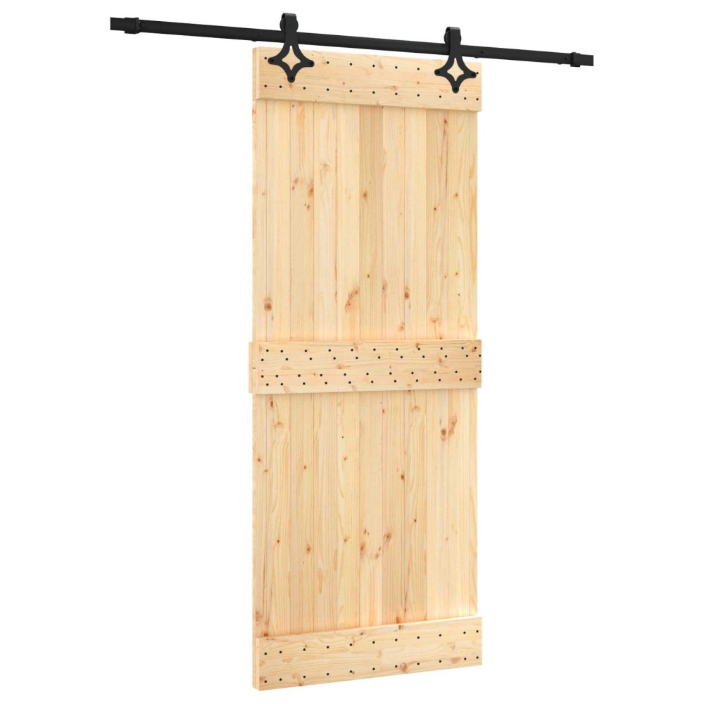 vidaXL Συρόμενη Πόρτα Φυσικό και Μαύρο 85 x 210 cm