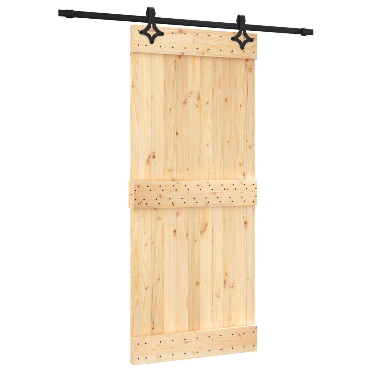 vidaXL Συρόμενη Πόρτα Φυσικό και Μαύρο 90 x 210 cm