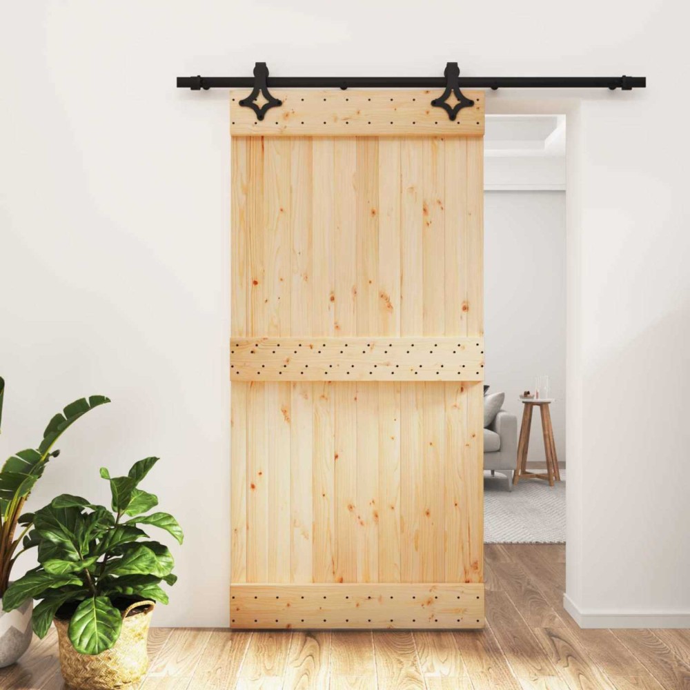 vidaXL Συρόμενη Πόρτα Φυσικό και Μαύρο 100 x 210 cm