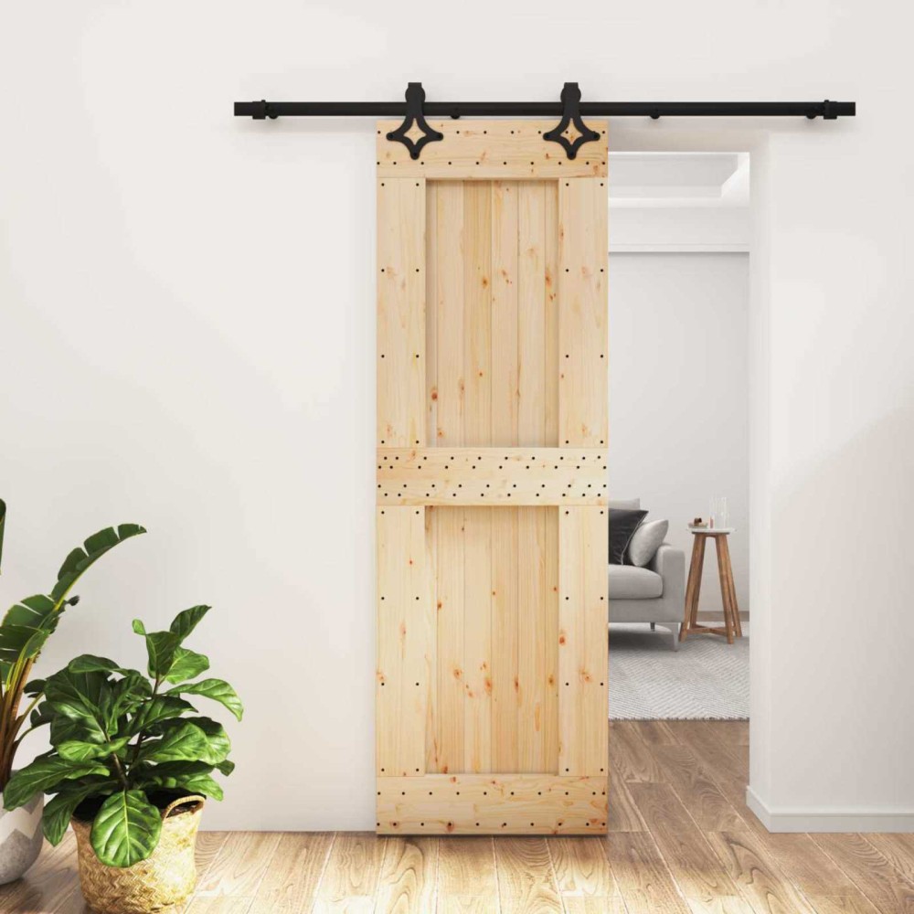 vidaXL Συρόμενη Πόρτα Φυσικό και Μαύρο 70 x 210 cm