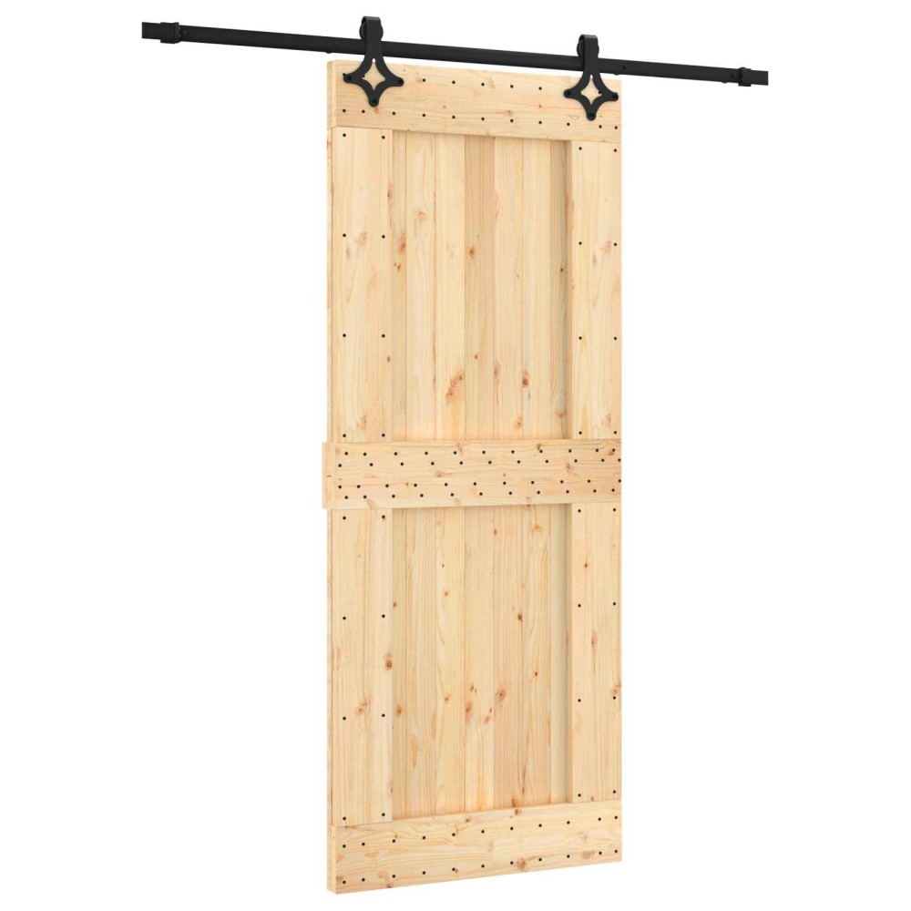 vidaXL Συρόμενη Πόρτα Φυσικό και Μαύρο 85 x 210 cm