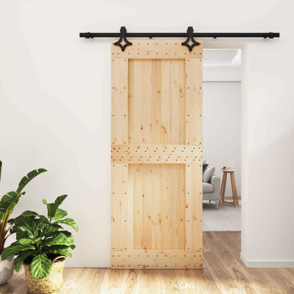vidaXL Συρόμενη Πόρτα Φυσικό και Μαύρο 85 x 210 cm