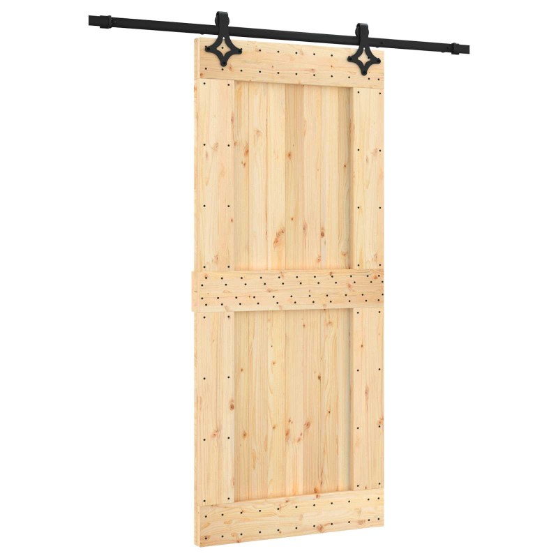 vidaXL Συρόμενη Πόρτα Φυσικό και Μαύρο 90 x 210 cm
