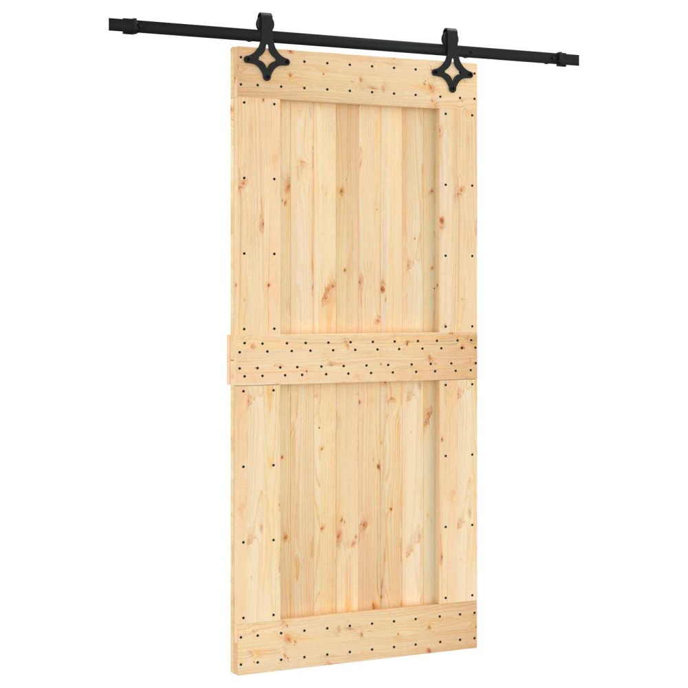 vidaXL Συρόμενη Πόρτα Φυσικό και Μαύρο 95 x 210 cm