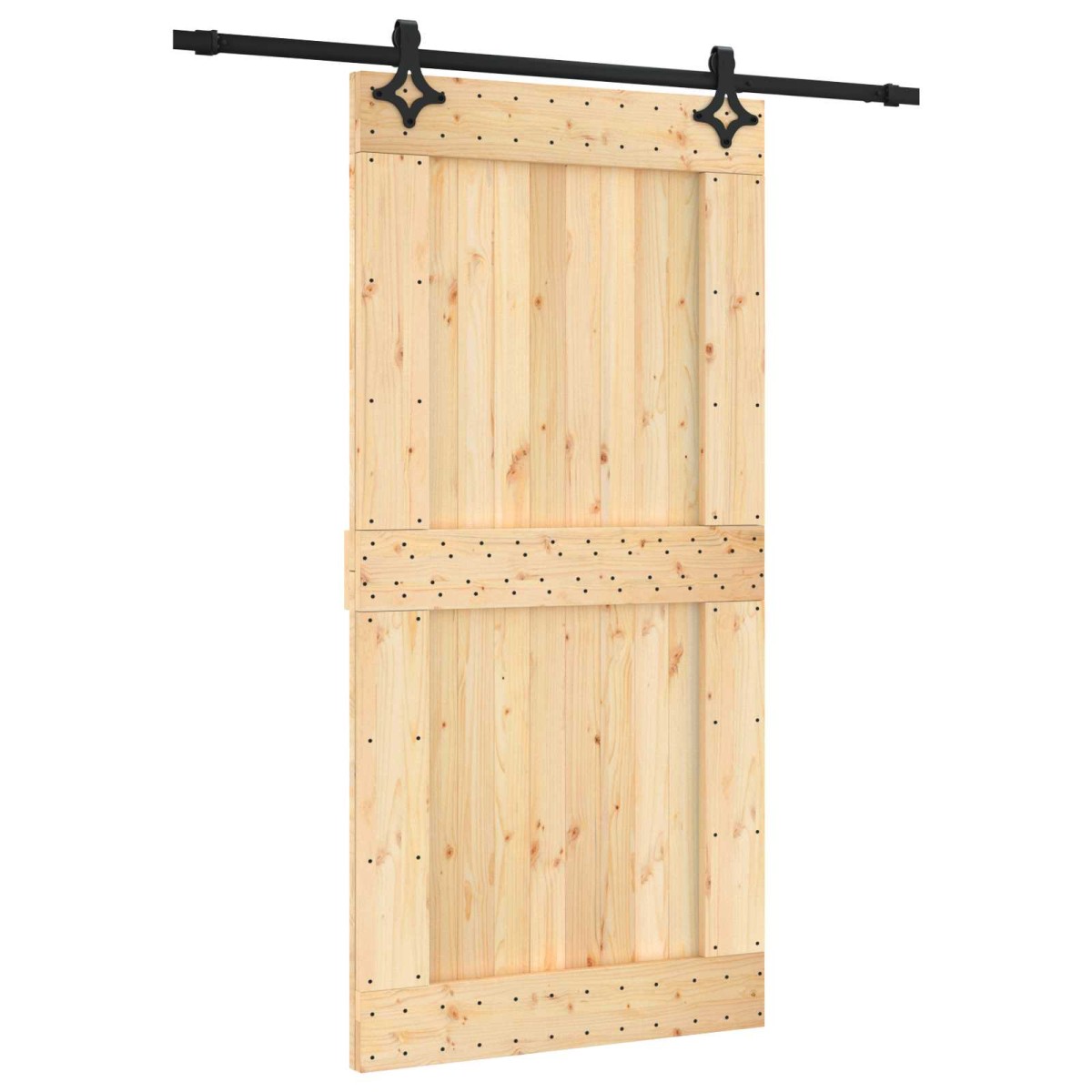 vidaXL Συρόμενη Πόρτα Φυσικό και Μαύρο 100 x 210 cm