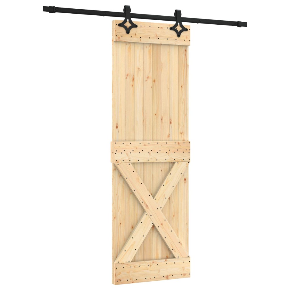 vidaXL Συρόμενη Πόρτα Φυσικό και Μαύρο 70 x 210 cm